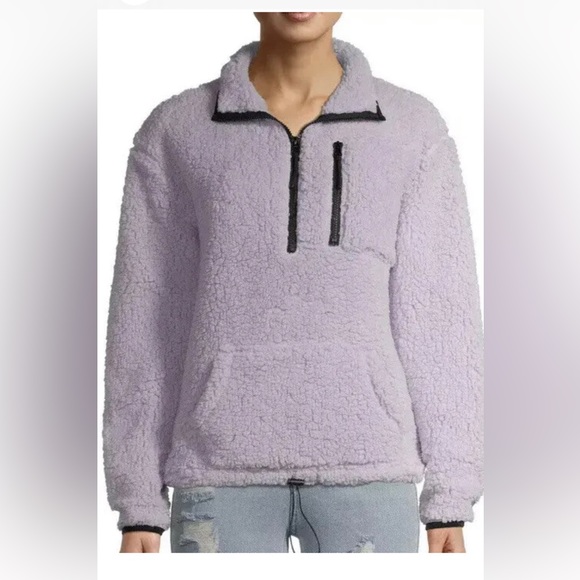 NO BOUNDARIES Womens Light Fleece Top Half Zip Lilac Size XXL 19 Juniors New - Picture 1 of 5